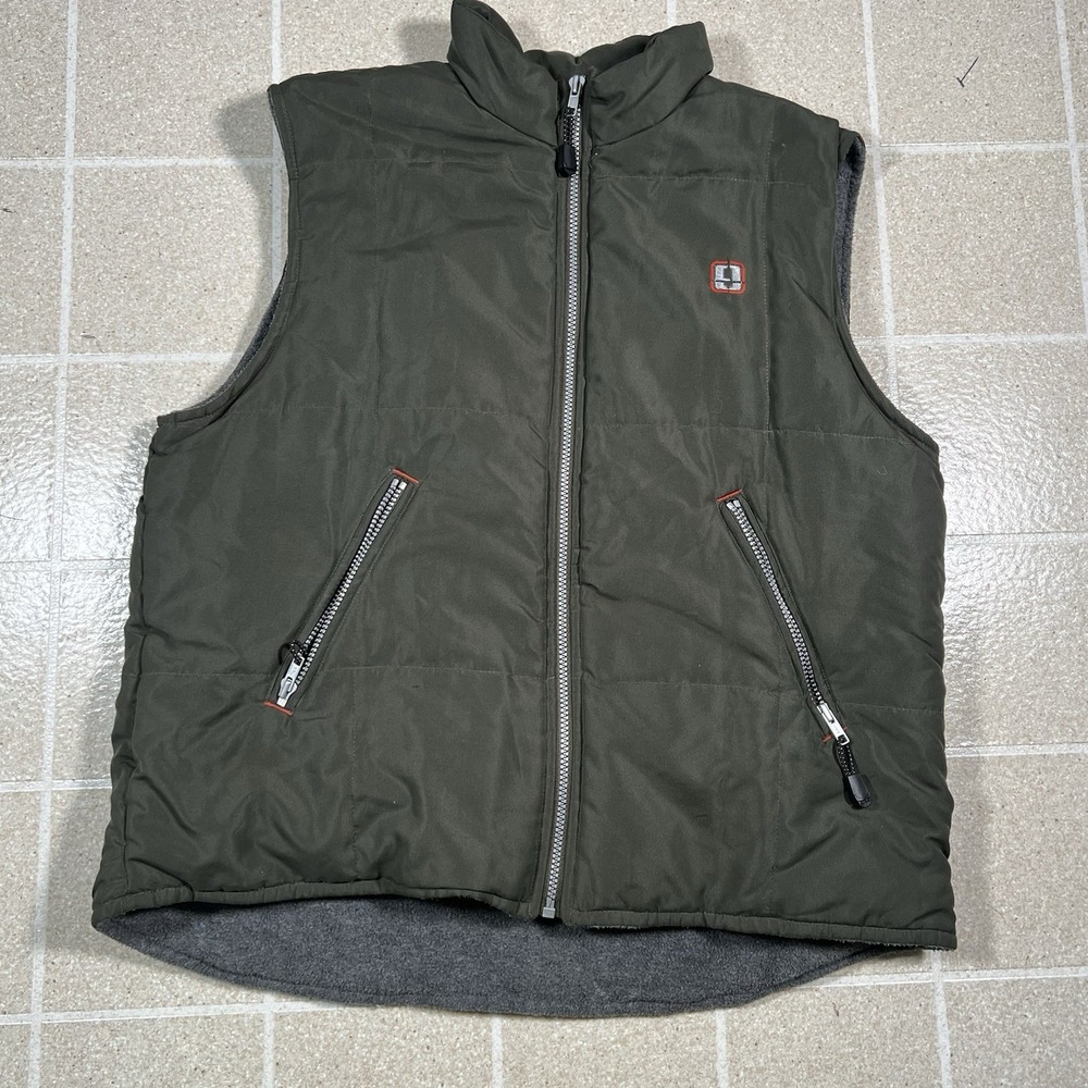 Vintage Y2K Trans Nine Olive Green Fleece Lined Utility Grunge Skate Puffer Vest